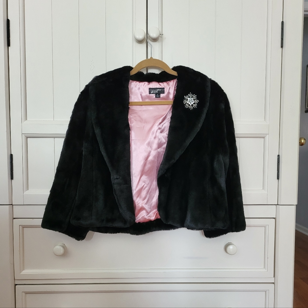 Black Rivet faux fur evening coat, XL